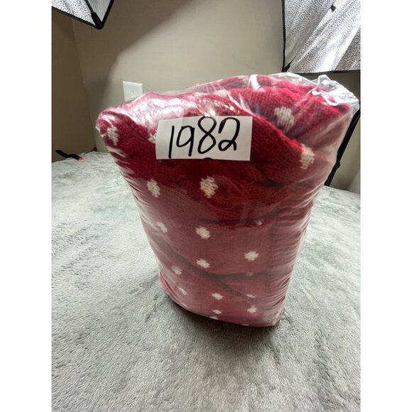 Christmas Vintage Venezia Sweater Women 2X Red Polka Dot Puppy Graphic Novelty - Picture 9 of 9